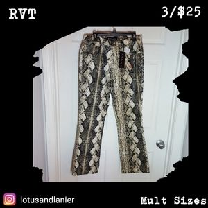 Elegant Snake Print Straight Leg Pants